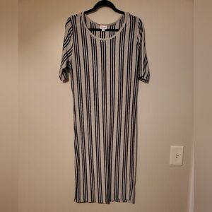 Lularoe Julia, size 2XL, grey with black stripes.